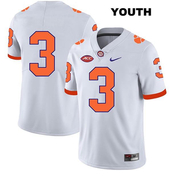 Youth Clemson Tigers #3 Amari Rodgers Stitched White Legend Authentic Nike No Name NCAA College Football Jersey DFS2546FP